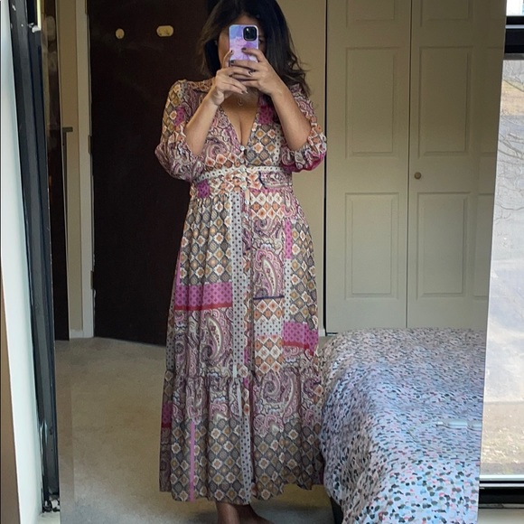 ZARA bloggers favorite multicolor Paisley print dress size small NWT - Picture 3 of 8